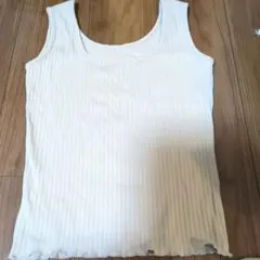 アイボリー リブ編み タンクトップ Mサイズ