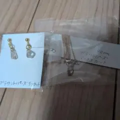 天然石ブラウントパーズイヤリングとネックレスセット