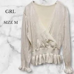 グレイル カシュクールニットトップス アイボリー Vネック エレガント M