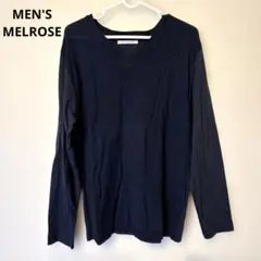 MEN'S MELROSE ネイビー Vネック長袖カットソー　ニットカットソー