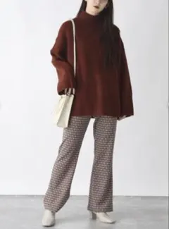 JEANASIS 5Gフトリブシームレスハイネックプルオーバー ブラウン