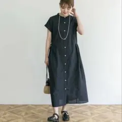 アーバンリサーチラボ　ウエストタック シャツワンピース ネイビーのサムネイル