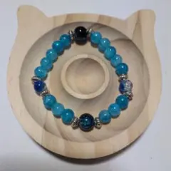 青色天然石ビーズブレスレット