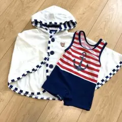 ships水着80㎝、ミキハウスポンチョ 2点セット