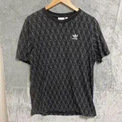 【L639】 adidas 総柄Tシャツ サイズL ブラック
