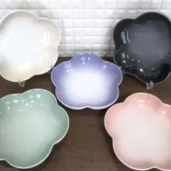 ♡ルクルーゼ フラワーディッシュ 5枚 プレート カトレア パープル