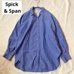 スピックアンドスパン SOMELOSパールボタンオーバーシャツブルーストライプ