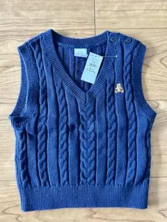 【BabyGAP】ネイビー ケーブルニット ベビーベスト 12-18ヶ月