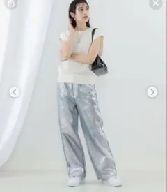 タグ付き未使用　レイビームス　シルバー箔プリントデニムのサムネイル