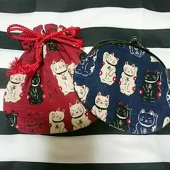 ☆ネコがま口&巾着袋セット☆