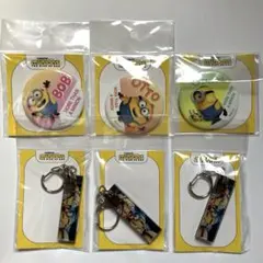 ミニオンズ　缶バッジ　キーホルダー　6点セット　ボブ