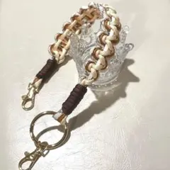 大人カラー♡艶やか深みオレンジ✖️ブラウン　スマホストラップ　ハンドストラップ