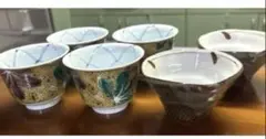 九谷焼 湯呑み4客 ＆ 窯元印入り 和陶器 フリーカップ2客