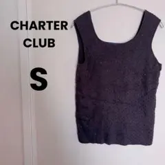 美品✨ CHARTER CLUB 【S】 スリーブレストップス 黒 ビーズ装飾