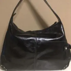 美品　本革　濱野皮革工藝　HAMANO 牛革　ショルダーバッグ　黒　BK 革