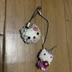 クリスタル　ハローキティ　ストラップ　2点セット
