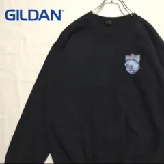 ギルダン　海外古着　スウェット　トレーナー　ワンポイント　裏起毛　黒