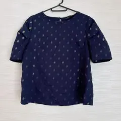 SHEIN シーイン ネイビー ドット柄 半袖トップス