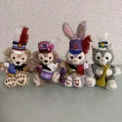 ディズニー　ダッフィー・フレンズ マーチングバンド ぬいぐるみバッジ4体セット