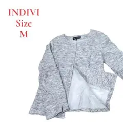 【良品】INDIVI インディヴィ ノーカラージャケット 古着 38 M