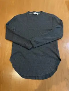 Adam et Rope' ワッフルクルーネック長袖Tシャツグレー