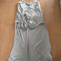 ZARA グレー 長袖 シャツワンピース S