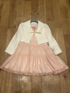 ピンクドット柄ドレスとジャケットセット