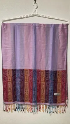 ネパール製　パシュミナ(カシミア) シルク ストール ペイズリー　マルチカラー