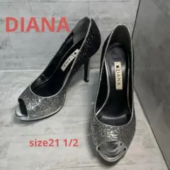 【極美品】 DIANA ☆シルバー ☆グリッターパンプス☆21.5cm～22cm