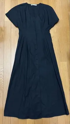 ZARA めっちゃ可愛い！コットン　ワンピース　黒　Mのサムネイル