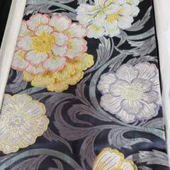 西陣織九寸帯未仕立品 （株）弥栄織物墨黒地華文更紗 正絹 新品 - メルカリ