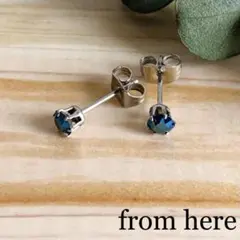 再販】《スワロフスキー》カットストーンピアス【クリスタルメタリックブルー4mm】