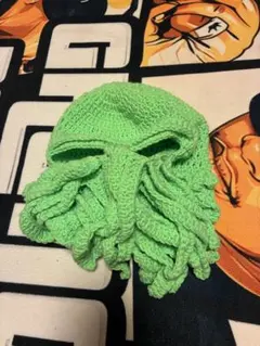 イカデザイン ニット帽 緑色