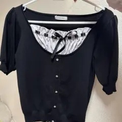 INGNIブラック パフスリーブニット