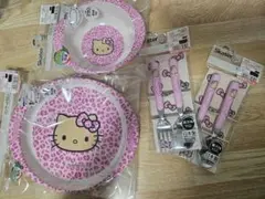 限定商品ハローキティ レオパード柄 バンブー食器セットのサムネイル