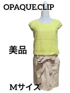 オペークドットクリップ　異素材ワンピース　Mサイズ