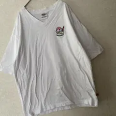 Dickies V 넥 티셔츠 아이스크림 자수 화이트