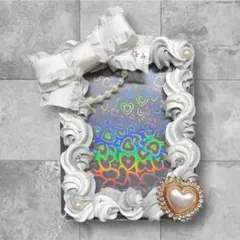 ホイップデコ トレカケース 硬質ケース b8 グレー　ホワイト　リボン