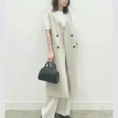 GU ロングジレ ベージュ L サイズ ダブルボタン ベスト 新品