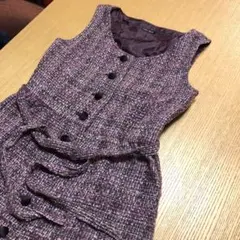 LEST ROSEノースリーブツイードワンピース 紫系 2