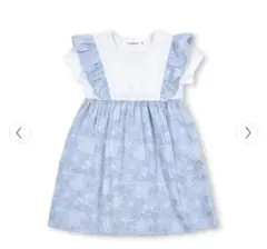 ⭐︎美品　BeBe水色の花柄フリル半袖ワンピース 120cm