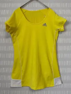 #3387 adidas イエローTシャツ Sサイズ（身幅35・着丈61）