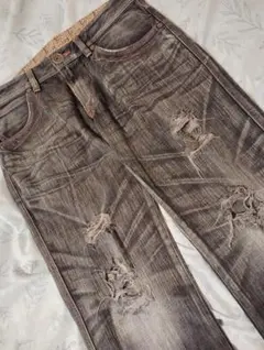 送料込み★EDWINブルートリップ　ダメージ仕様ブラック系デニム　size34