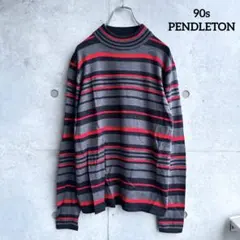 90年代 PENDLETON ニット モックネック ボーダー メリノウール