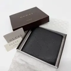 【未使用級❗️】GUCCI グッチ 二つ折り財布 メンズ レザー 150413