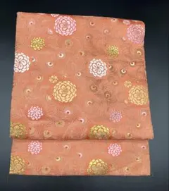 高級　正絹　洒落帯　名古屋帯　アンティーク　花柄　孔雀羽　429