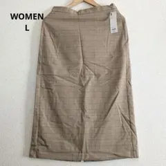 【新品未使用】GU チェックナロースカート ベージュ WOMEN Lサイズ