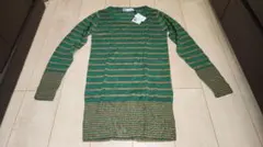 SLY グリーン/オレンジストライプ 長袖ニット　ワンピース