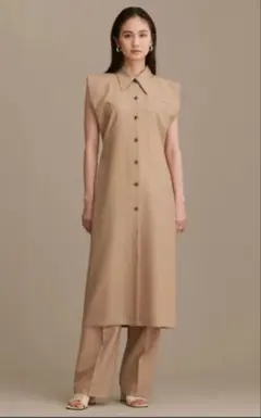 日本製ナノユニバース★ シャツカラーワンピースパンツセット