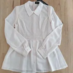 新品 訳あり NATURAL BEAUTY BASIC 長袖レースブラウス L